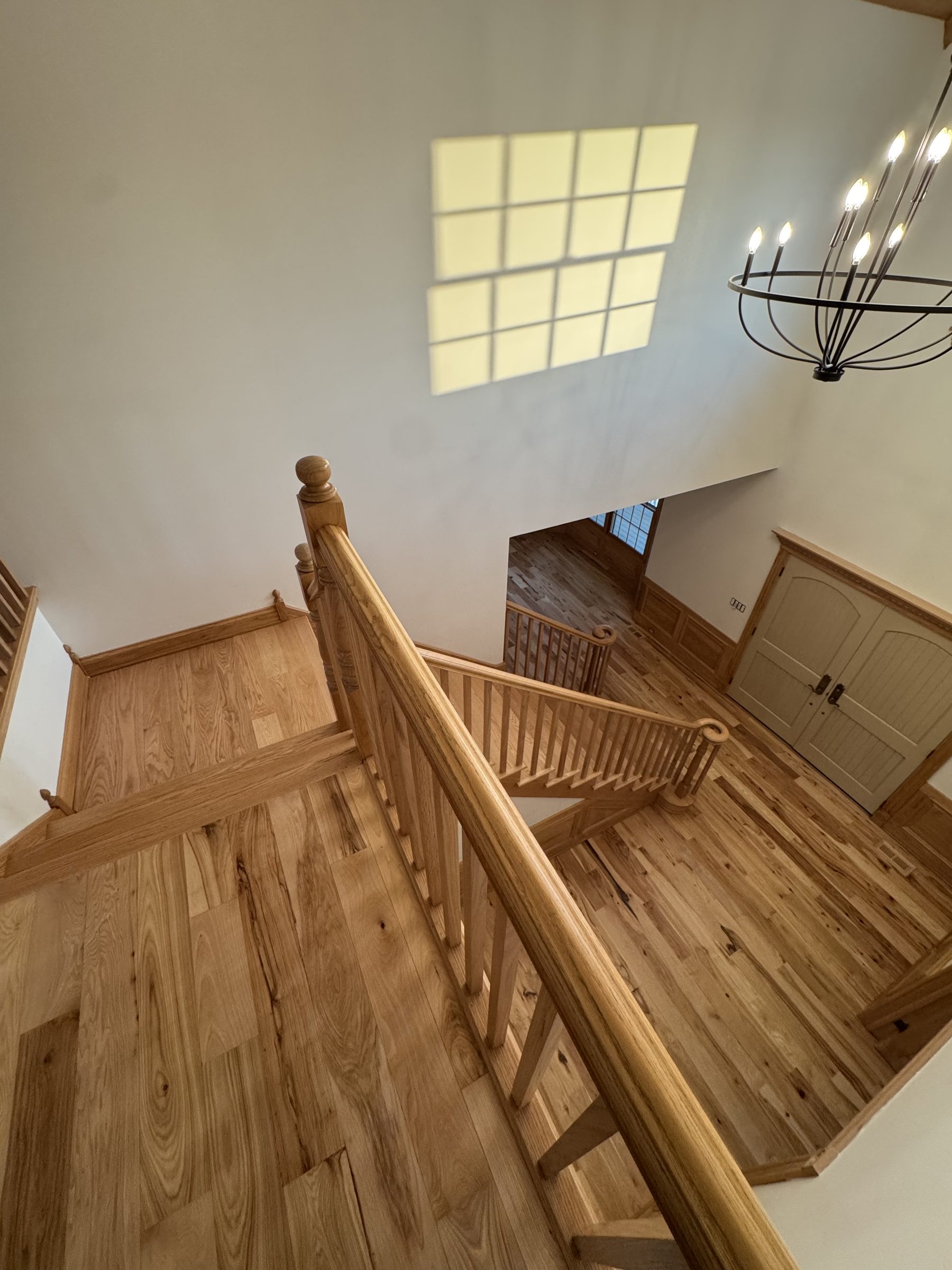 Overhead view custom staircase installation